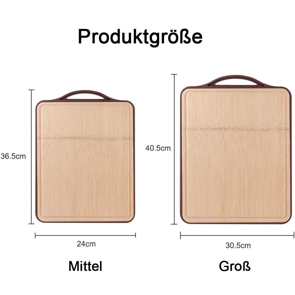 Schneidebrett mit Saftrillen Küche Schneidebrett zggzerg doppelseitiges Bambus-Schneidebrett