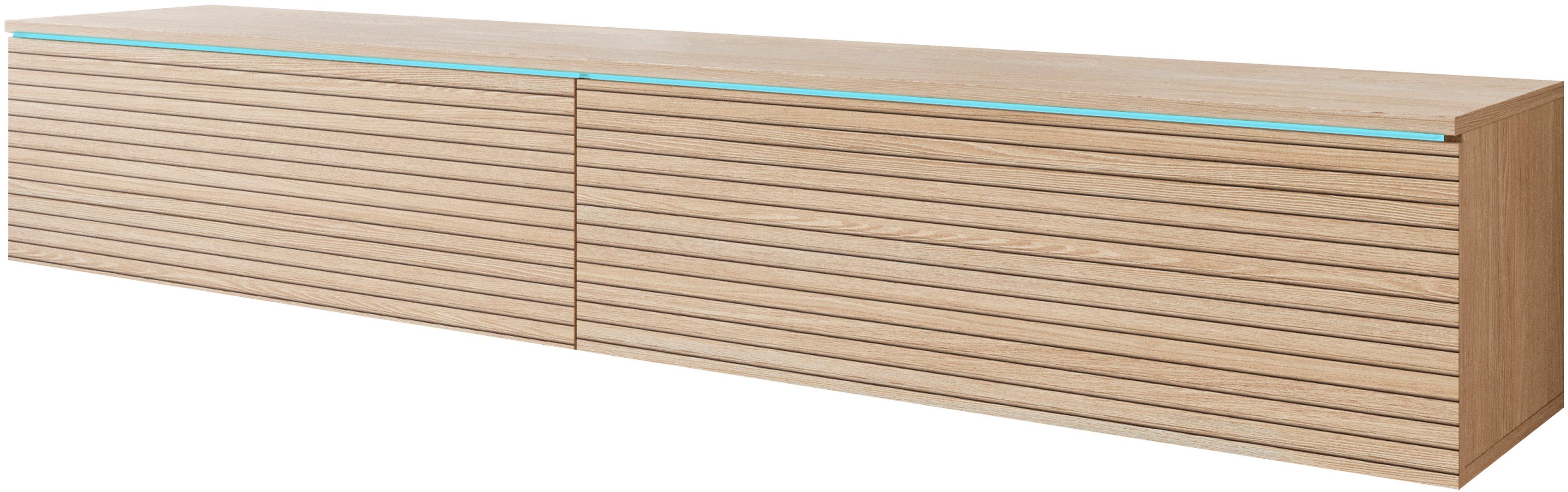 Home affaire Lowboard LOWBOARD VERA, wahlweise mit oder ohne Beleuchtung, Modernes griffloses TV-Board, 180 cm TV-Schrank, stehend und hängend