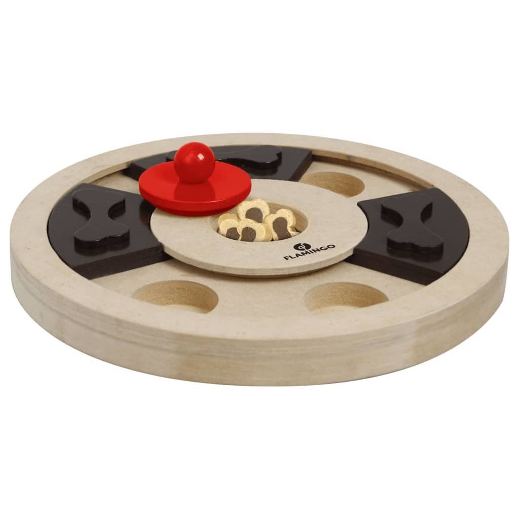 Flamingo Hunde-Ballschleuder 25 cm Hera Hunde-Intelligenzspielzeug Holz