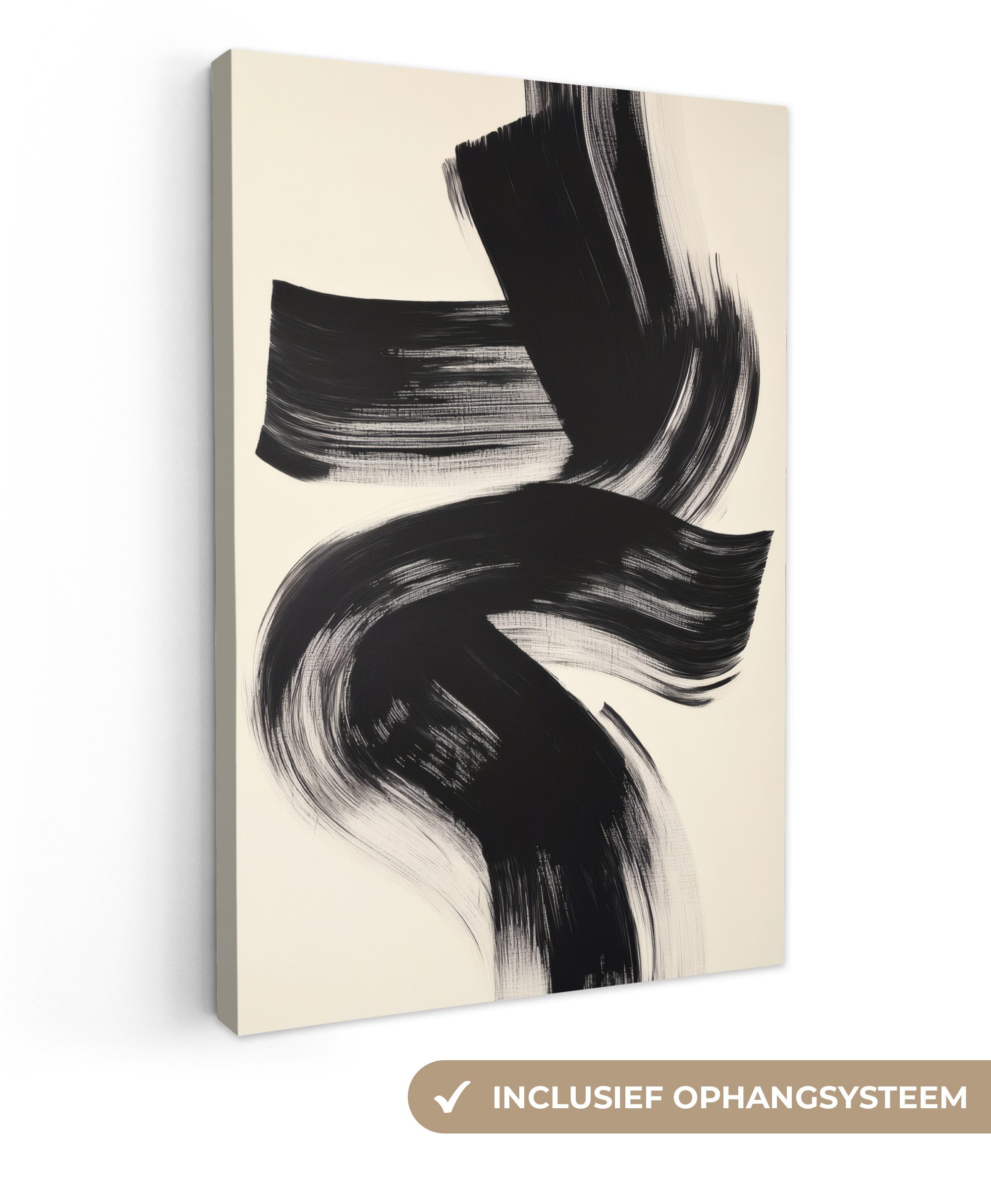 OneMillionCanvasses® Leinwandbild Streifen - Schwarz - Abstrakt, Fotodruck (1 St), Leinwand Canvas Wandbild, Wanddekoration 20x30 cm