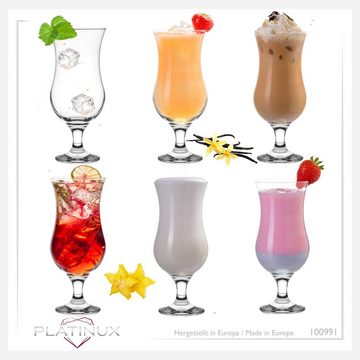 PLATINUX Cocktailglas Cocktailgläser Klar, Glas, 400ml (max. 470ml) Longdrinkgläser Partygläser Milkshake Hurricane