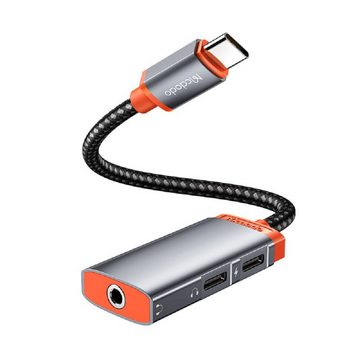 mcdodo 3in1 Typ-C zu DC3,5 mm + Dual Typ-C Charing 60W USB C Audio Adapter USB-Adapter