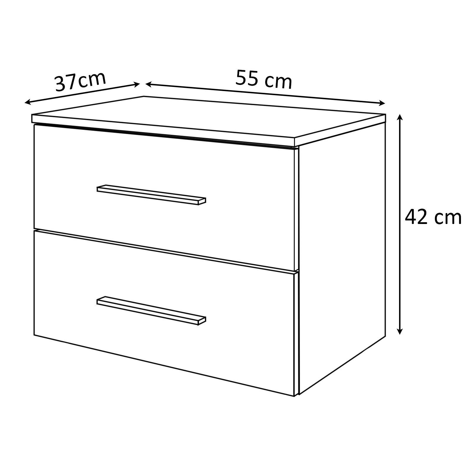 Lookway Nachttisch LINA II mit Chromgriffen Hängeschrank LED Hochglanz, 55x37x42 cm – Bild 3 von 3
