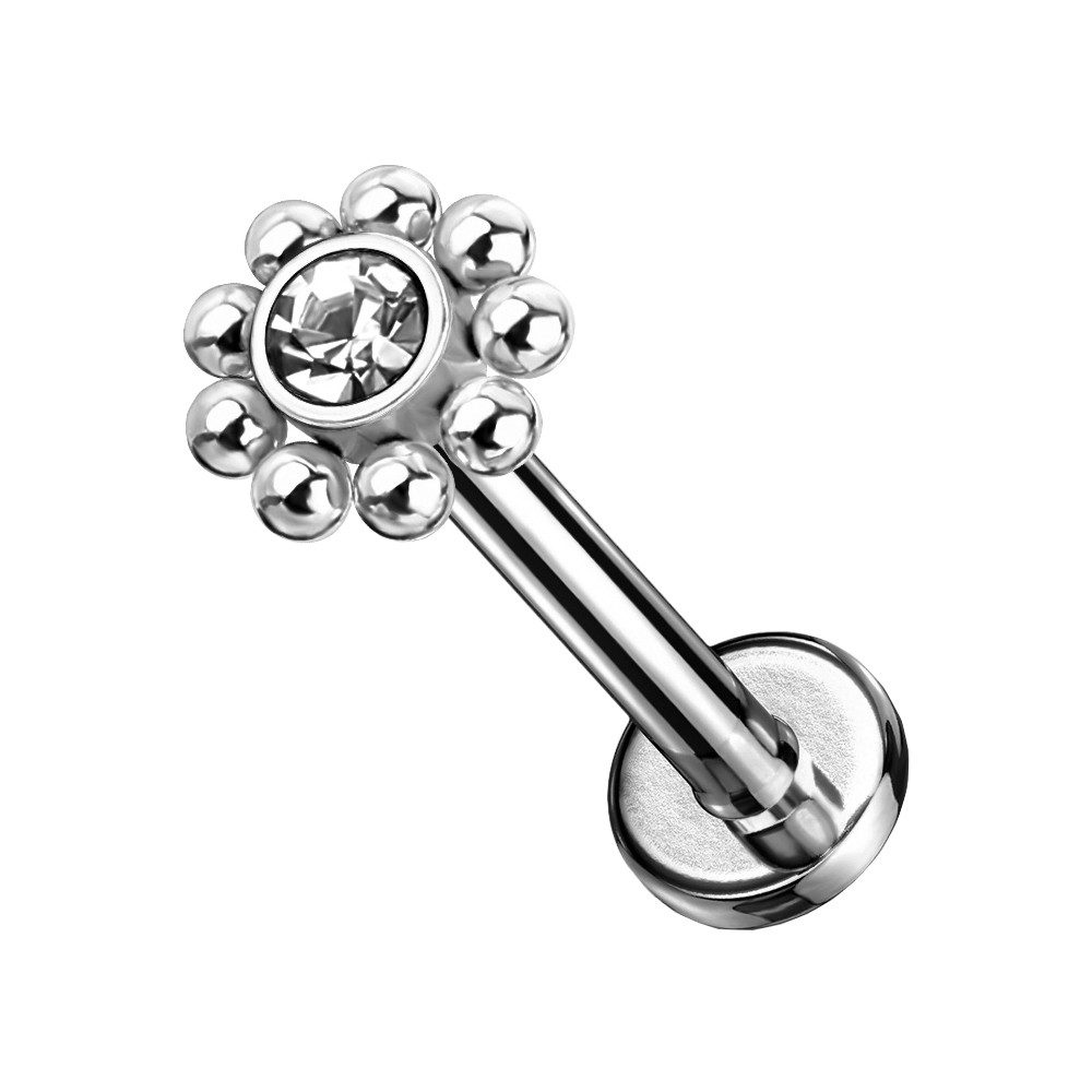 Taffstyle Piercing-Set Labret Monroe Piercing Zirkonia Blume Innengewinde S günstig online kaufen