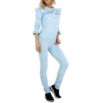 Ital-Design Freizeitanzug Damen Freizeit, Stretch Zweiteiler in Blau