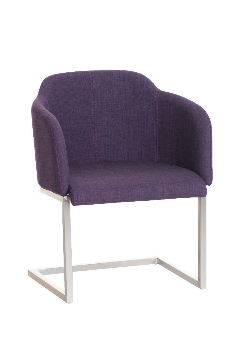 TPFLiving Besucherstuhl Magna mit hochwertig gepolsterter Sitzfläche - Konferenzstuhl (Küchenstuhl - Esszimmerstuhl - Wohnzimmerstuhl), Gestell: Metall Edelstahl - Sitzfläche: Stoff lila