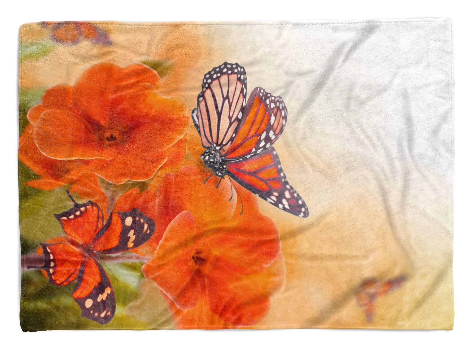 Sinus Art Handtücher Handtuch Strandhandtuch Saunatuch Kuscheldecke mit Tiermotiv Schmetterlinge Frü, Baumwolle-Polyester-Mix (1-St), Handtuch