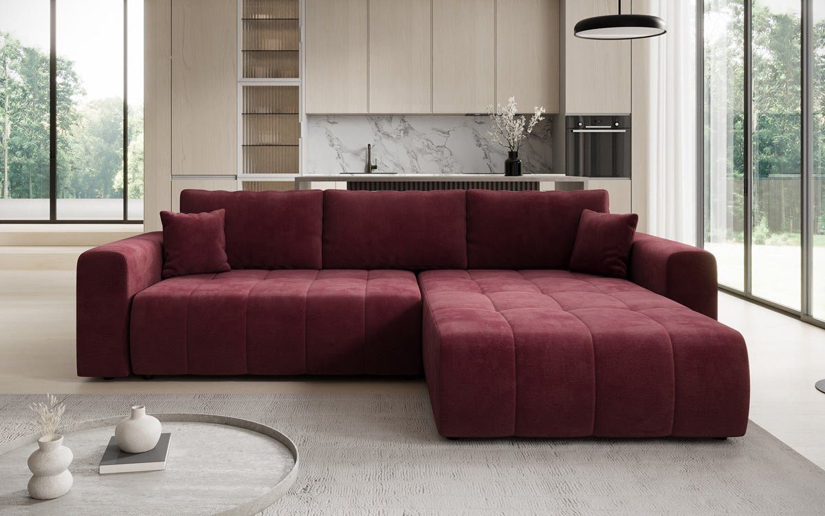 Luxusbetten24 Schlafsofa Designer Sofa Leveno L in Samt, mit Stauraum und Schlaffunktion