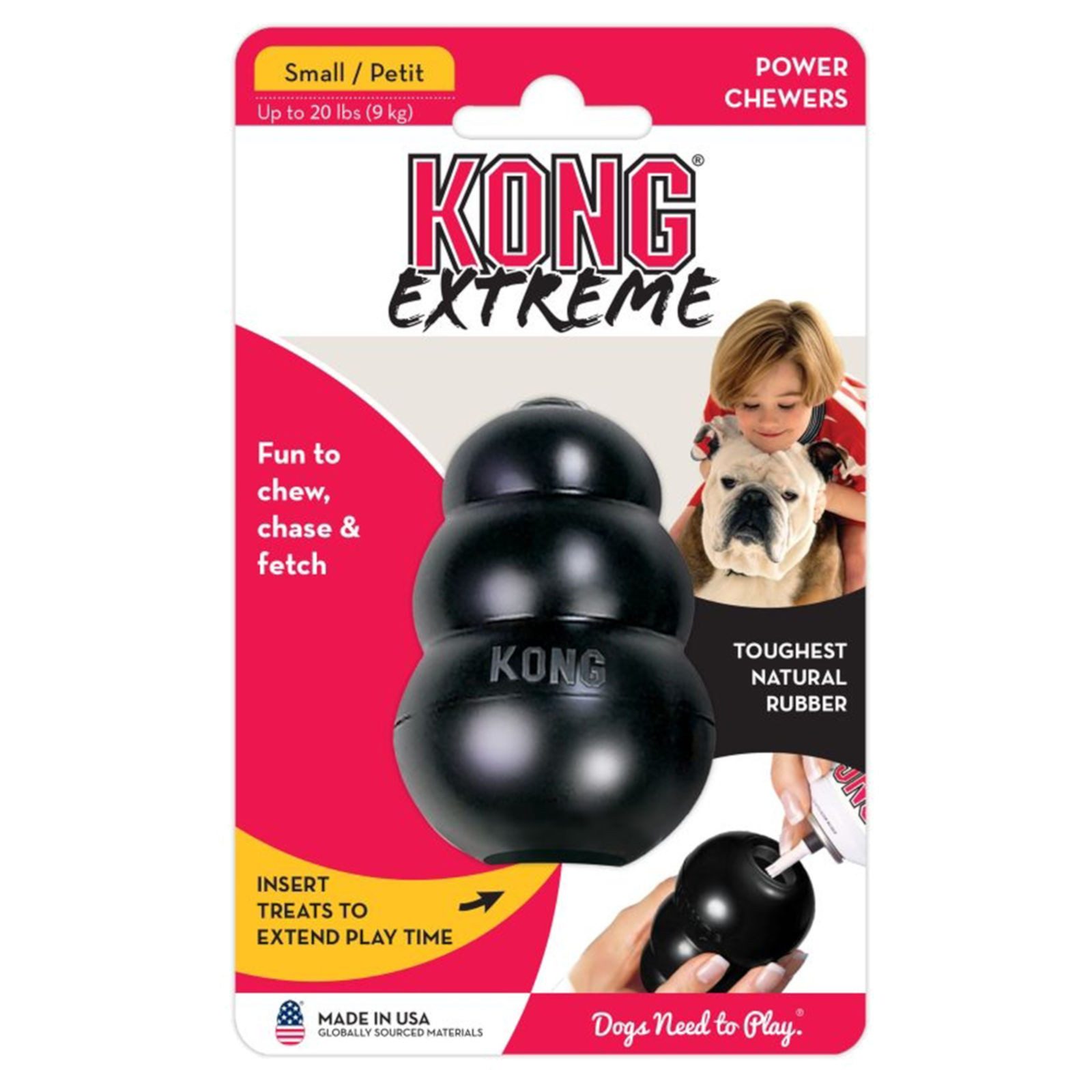 KONG Kauspielzeug KONG Extreme S, schwarz, Kauspielzeug aus Naturkautschuk für Hunde