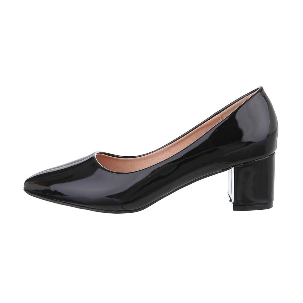 Ital-Design Damen Abendschuhe Elegant Pumps Blockabsatz Klassische Pumps in Schwarz