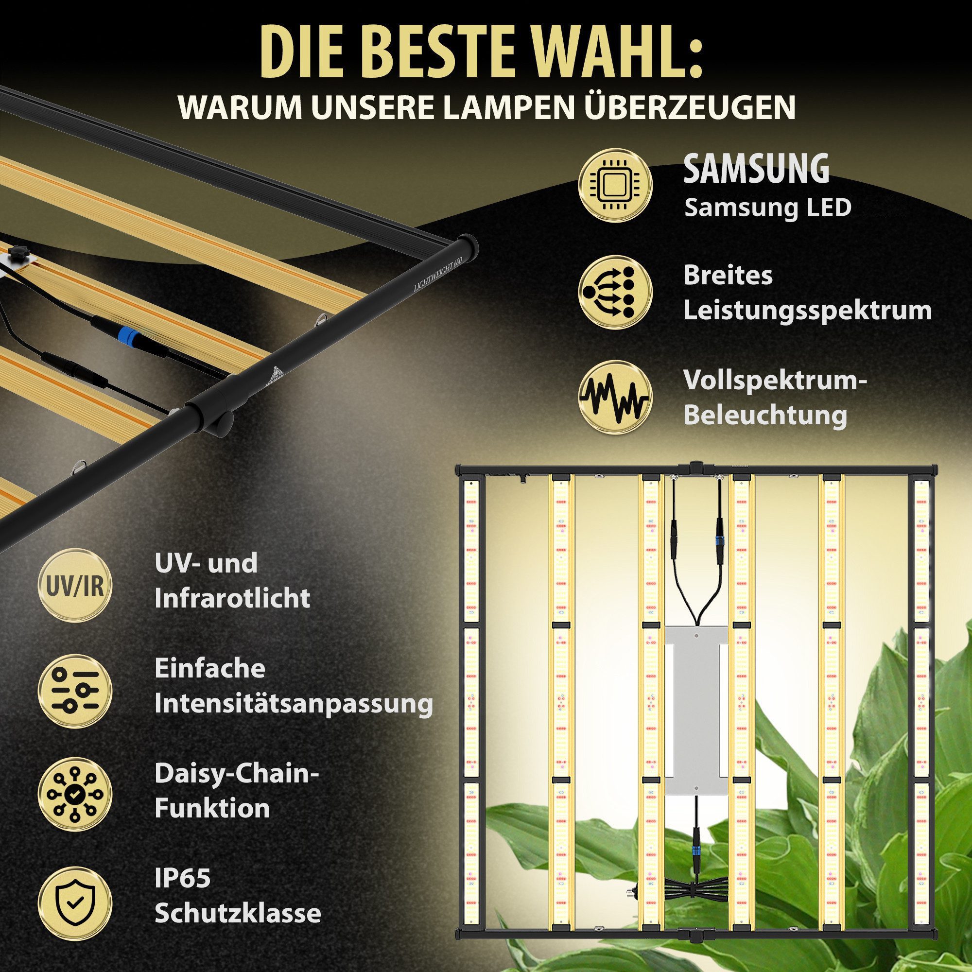 THE HOOKAH Pflanzenlampe Samsung LED Growlampe mit Vollspektrum, LED fest integriert, dimmbar, mit UV und IR für Growzelt und Growbox – Bild 2 von 5