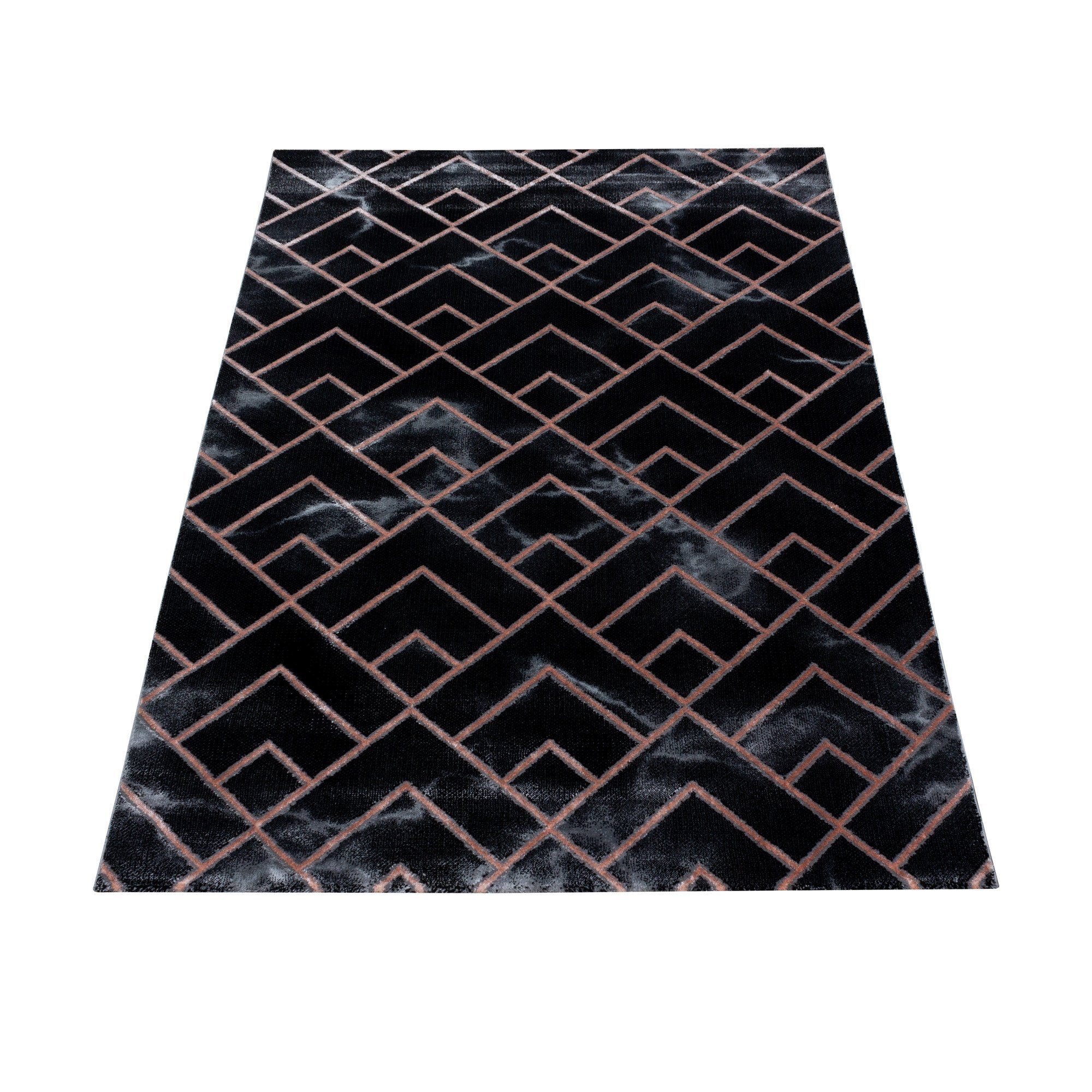 Designteppich Flachflor Kurzflorteppich Marmoroptik Bronze Wohnzimmer, Miovani Schlafzimmer