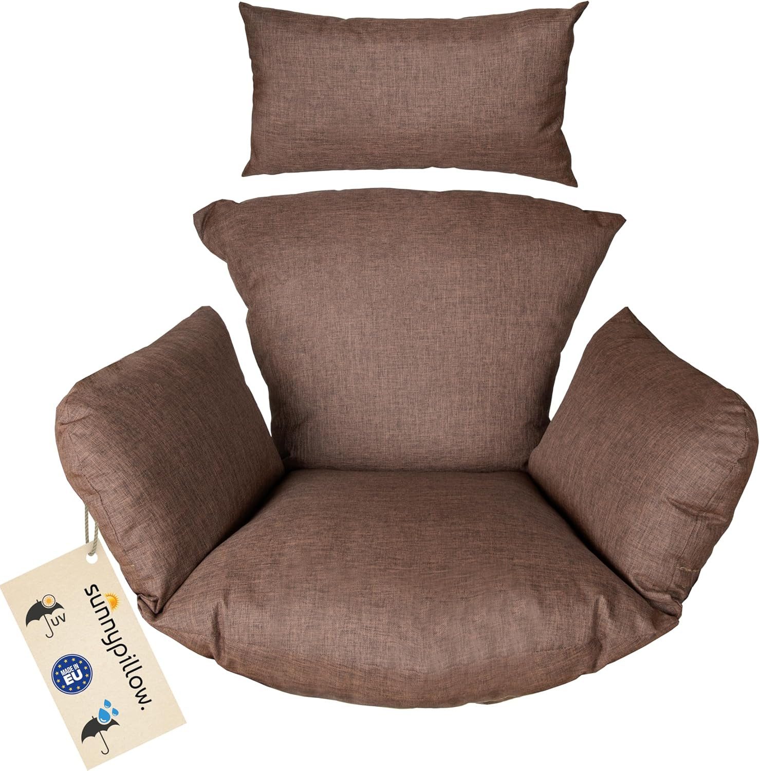 sunnypillow Hängesessel Auflage für Rattan & Polyrattan Hängeschaukel, Braun