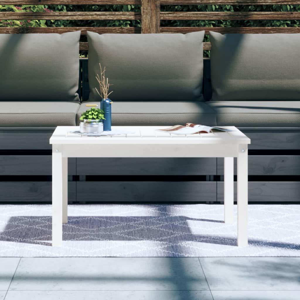 furnicato Gartentisch aus massivem Kiefernholz 82,5 x 50,5 x 45 cm in Weiß (1-St), Stabiler Outdoor-Tisch mit rustikaler Optik und robustem Holzrahmen