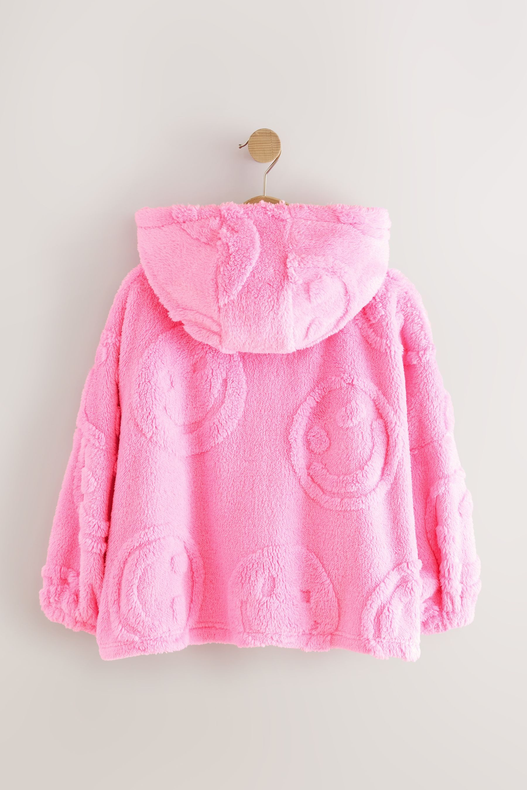 Next Fleecepullover Kurze Kapuzendecke aus Jacquard-Fleece, Happy Face (1-tlg)