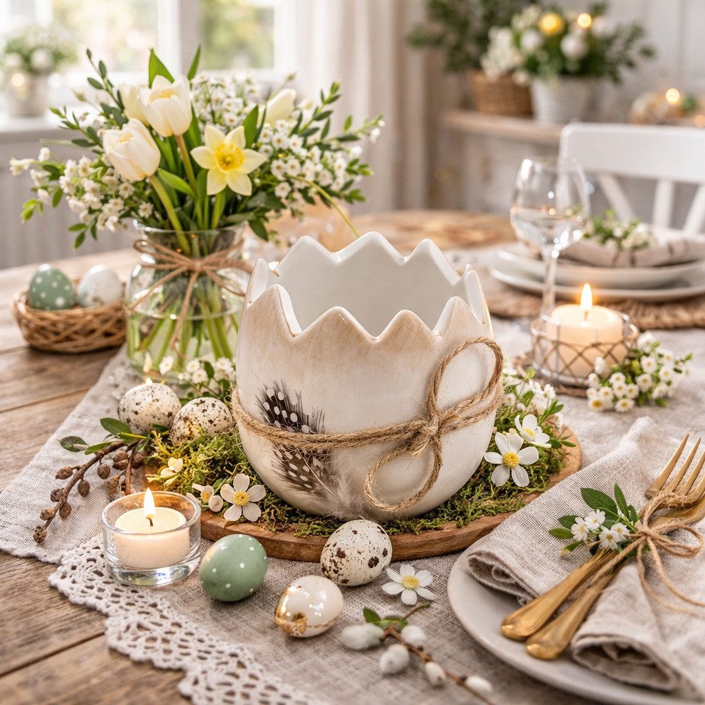 Geschenk-Himmel Osternest Dolomit Eierschale Pflanzschale Osterdeko