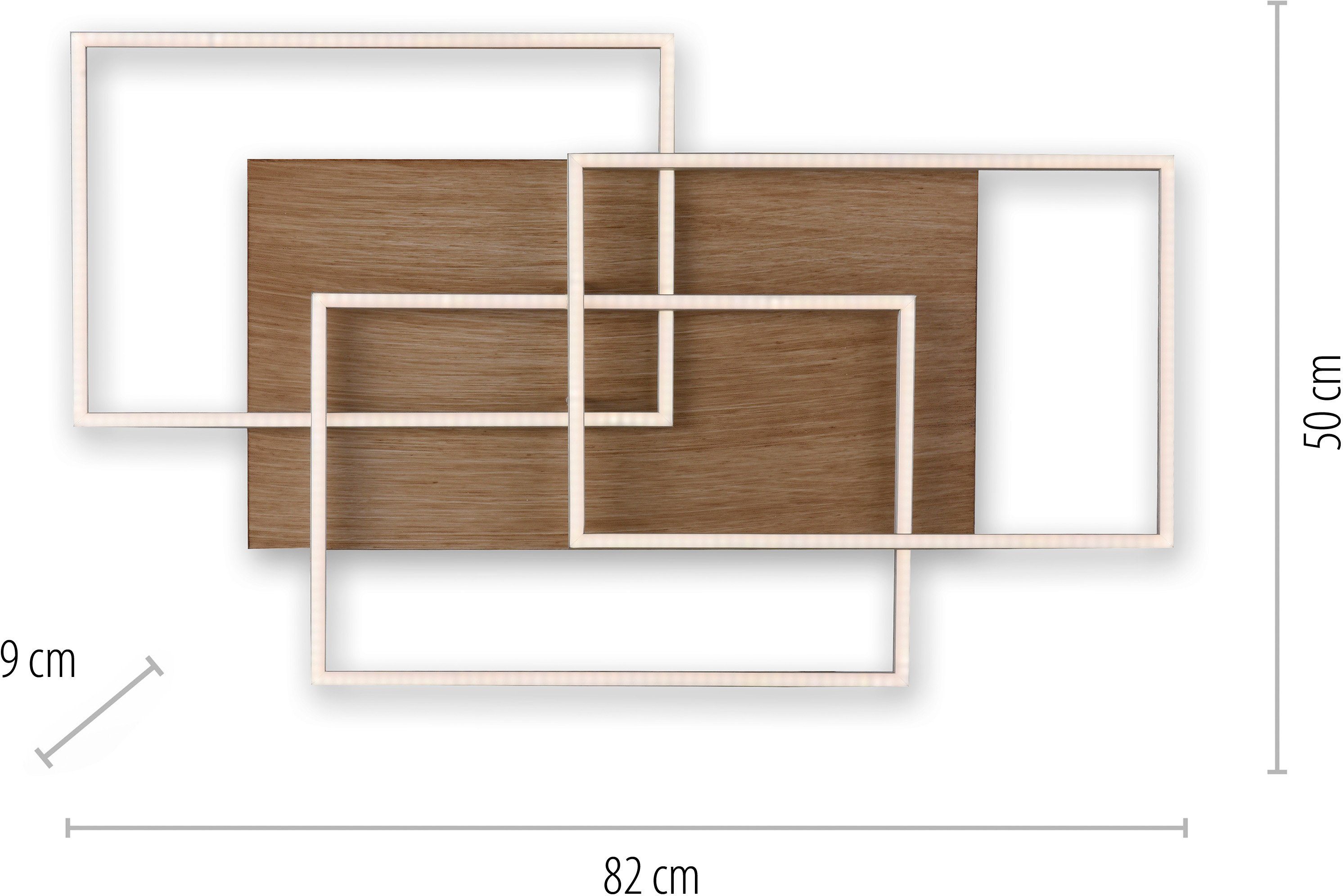 LED Stahl Deckenleuchte Farbtemperatursteuerung fest Holzdekor CCT Dimmfunktion, Funier 2700-5000K, mit Warmweiß, affaire Pommerby, Home integriert, LED