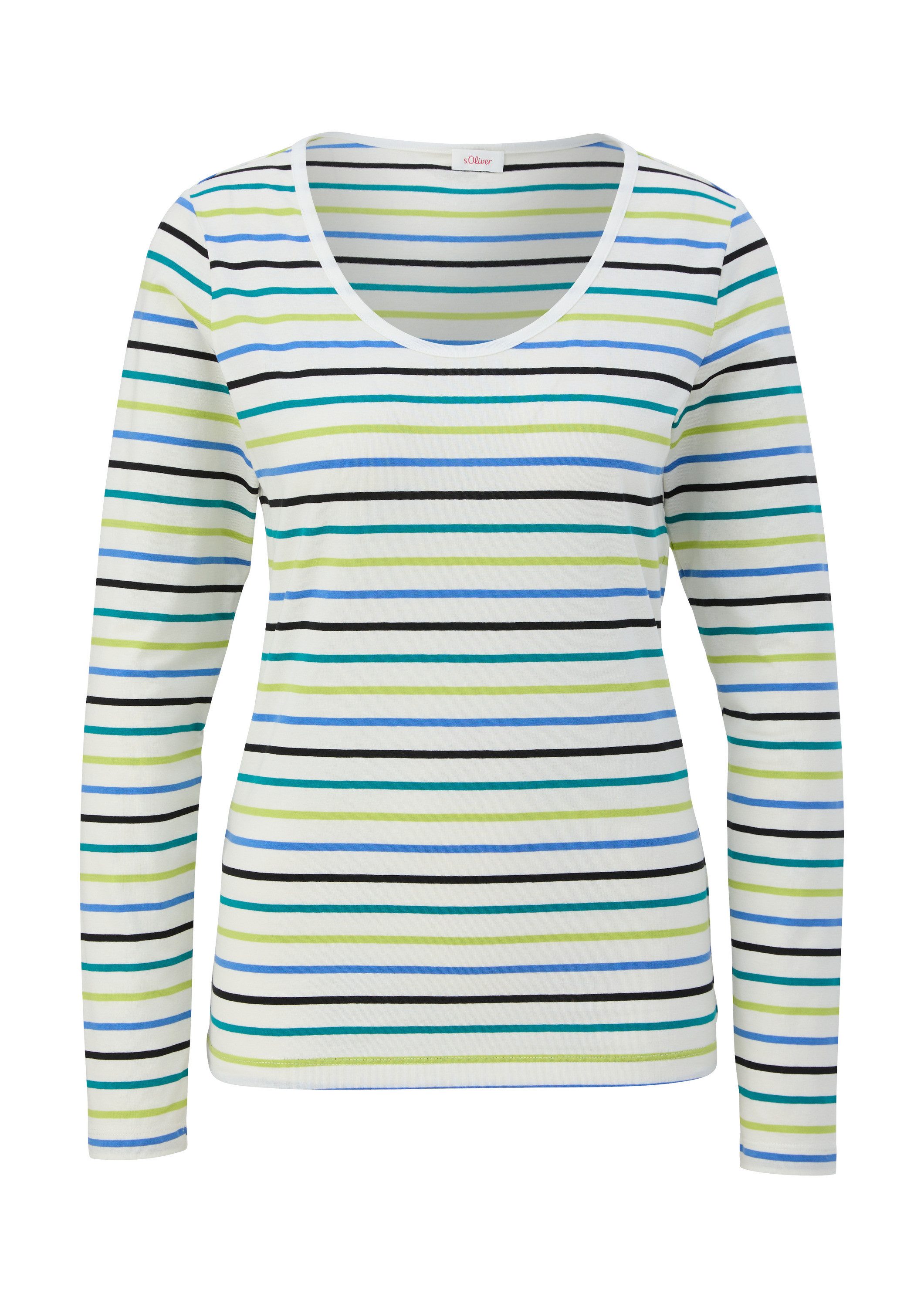 s.Oliver Langarmshirt T-Shirt Langarmshirt mit tiefem Rundhalsausschnitt günstig online kaufen