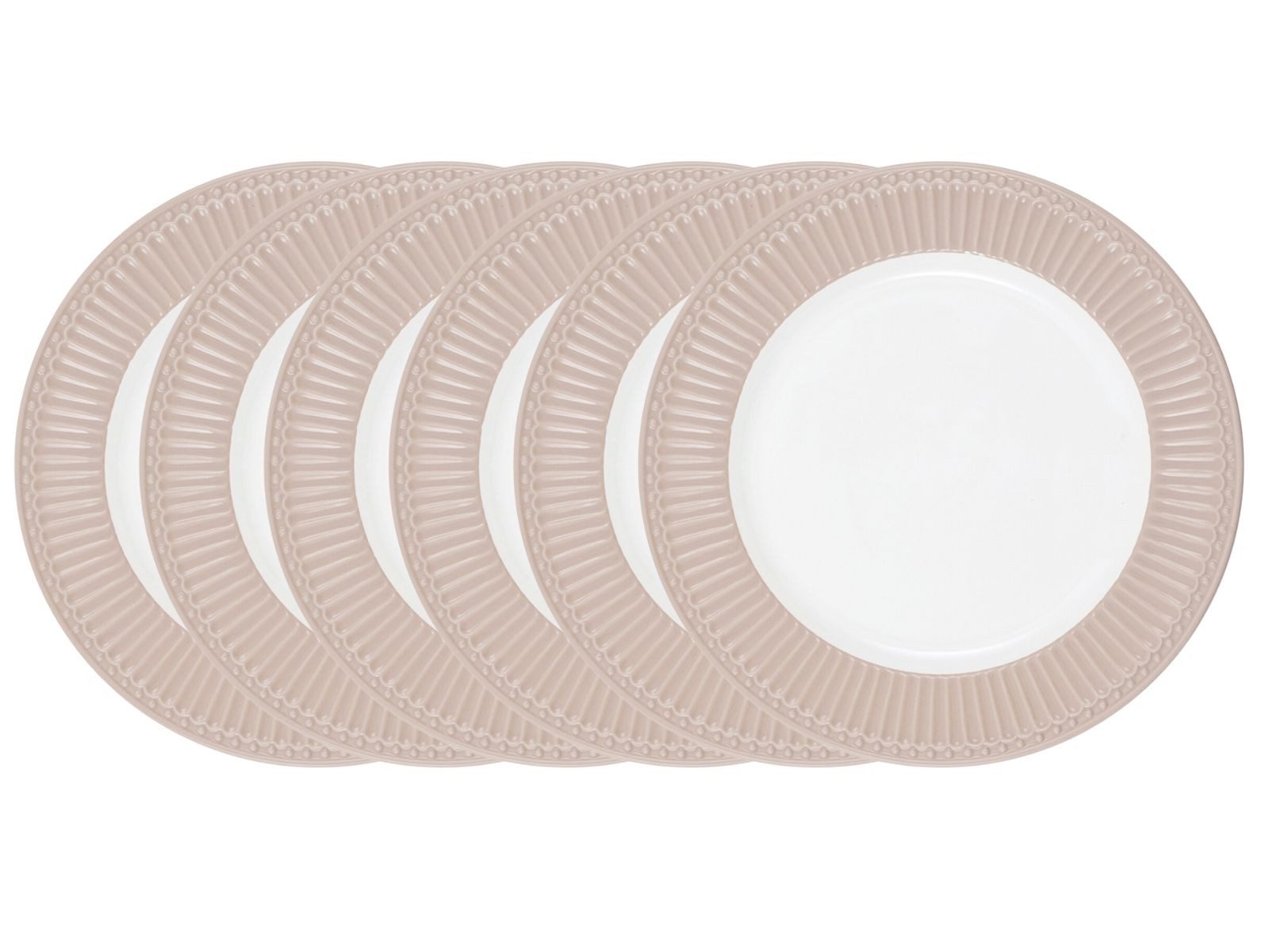 Greengate Teller-Set Alice Speiseteller creamy fudge 26,5 cm 6tlg, Steinzeug