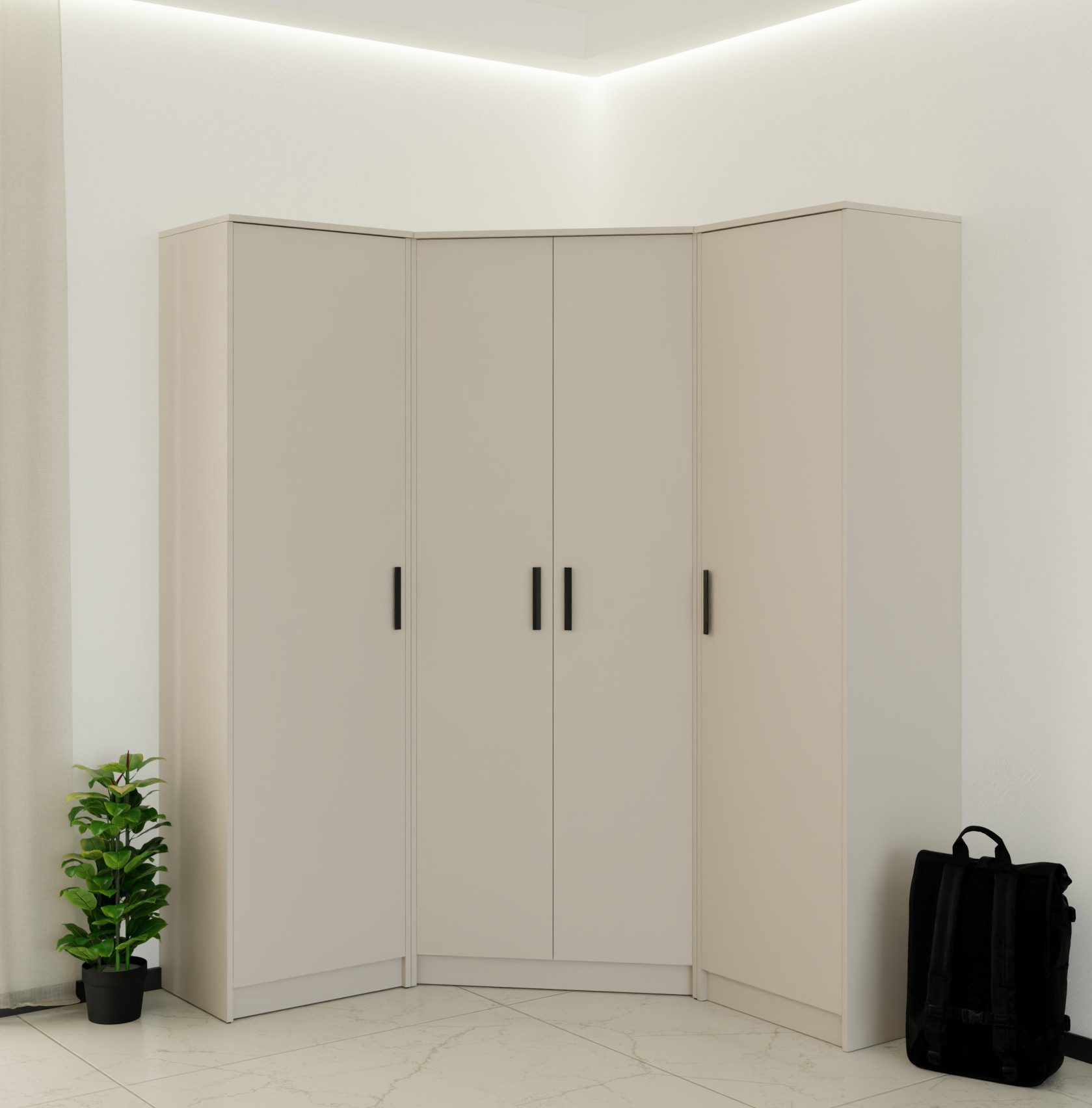 Marmex Möbel Mehrzweckschrank Grant G20 graubeige cashmere Kleiderschrank 52 x 195 x 40 (1-St) Scharniere-Soft-Close, ausziehbare Kleiderstange – Bild 3 von 5