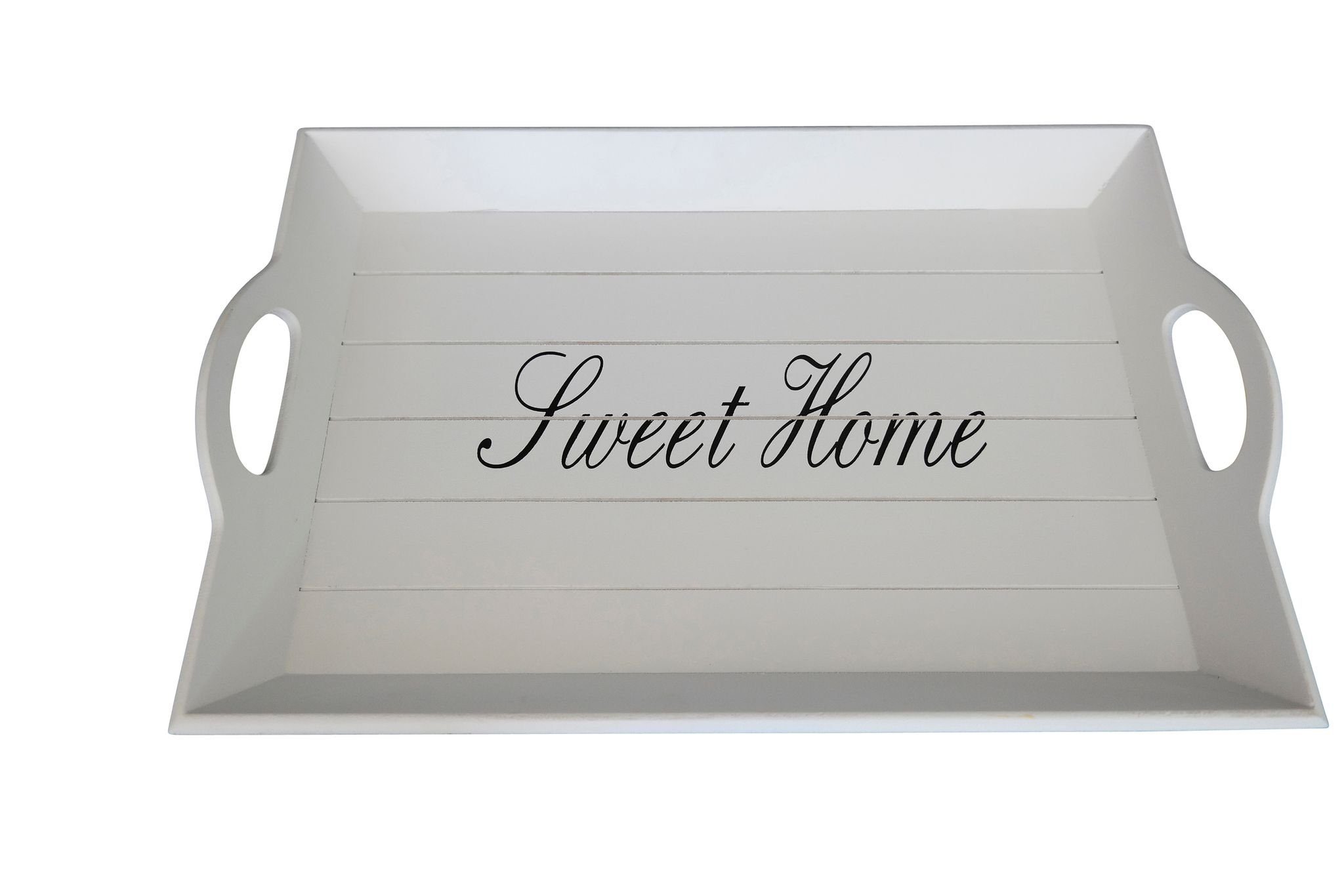 elbmöbel Tabletttisch Tablett Sweet Home klein (FALSCH), Serviertablett: Holztablett 5x43x28 cm weiß Landhaus sweet Home Lettern