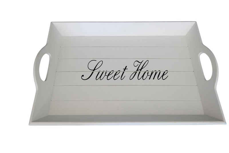elbmöbel Tabletttisch »Tablett Sweet Home klein« (FALSCH), Serviertablett: Holztablett 5x43x28 cm weiß Landhaus sweet Home Lettern