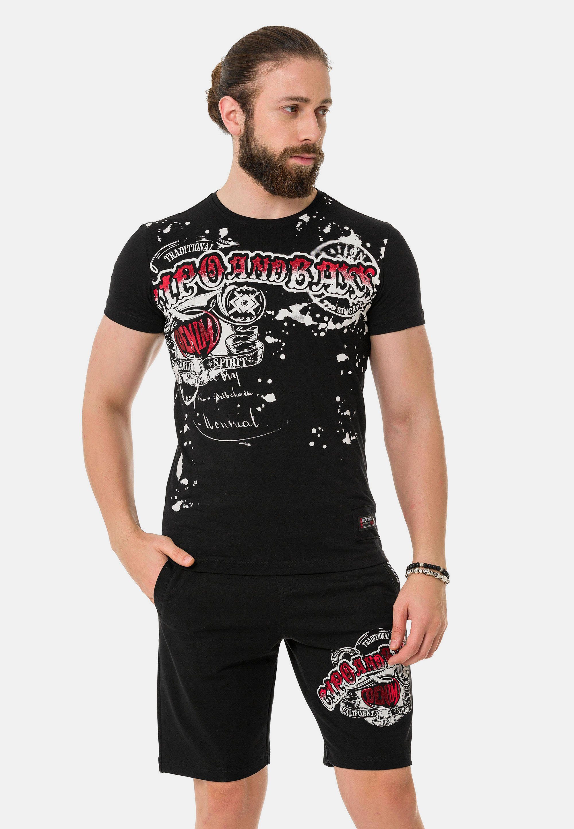 T-Shirt coolem mit Cipo & Baxx Markenprint schwarz