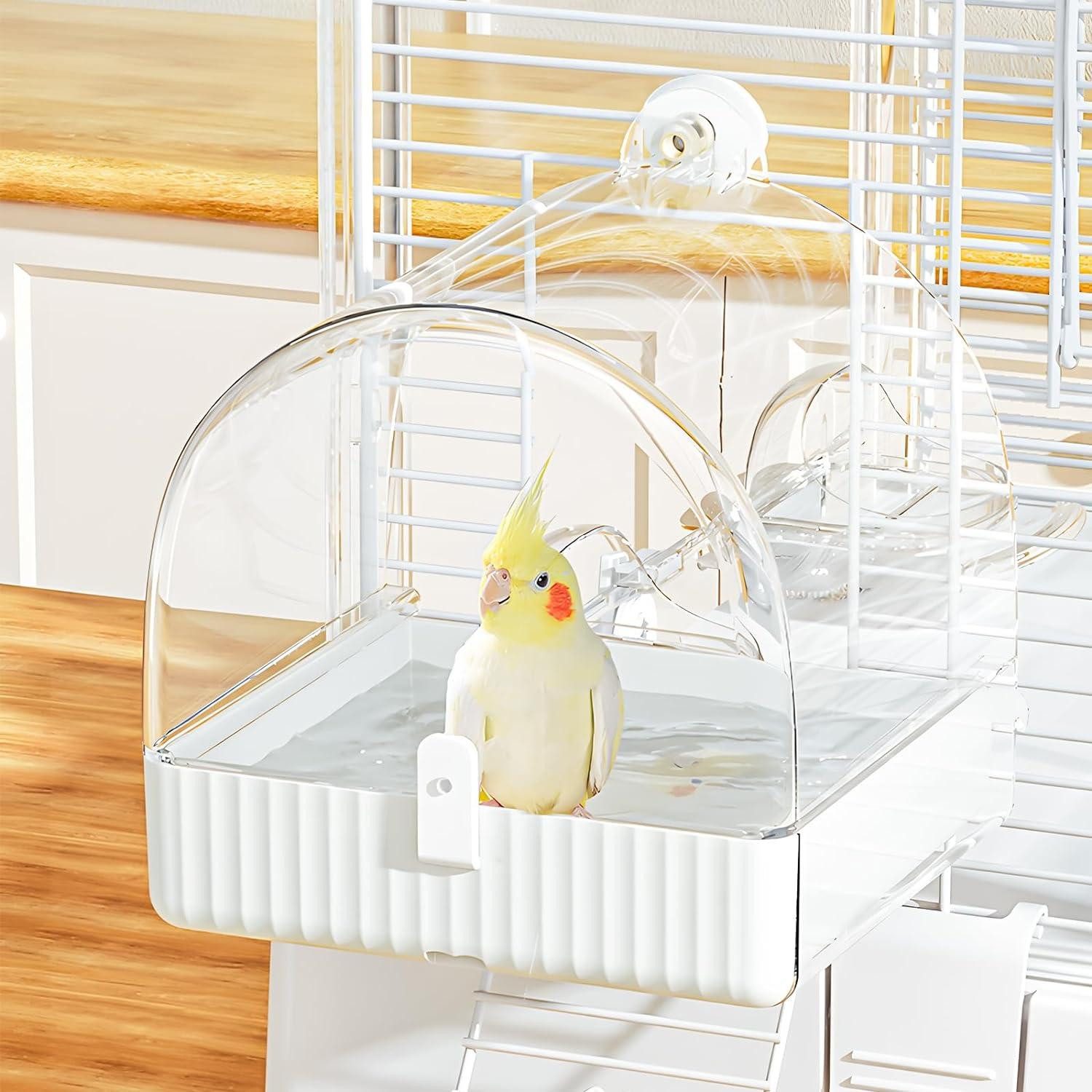 Vogelkäfig Vogelbad Multifunktions-Hängender 3-in-1 Badehaus für Unzertrennliche