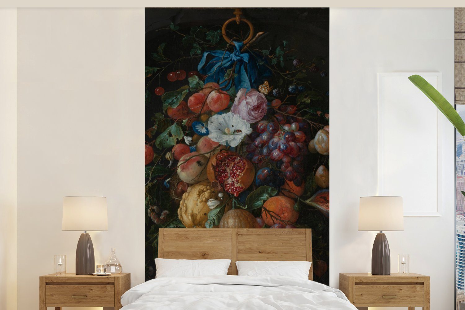 MuchoWow Fototapete Früchte und Blumen - Gemälde von Jan Davidsz. de Heem, Matt, bedruckt, (2 St), Vliestapete für Wohnzimmer Schlafzimmer Küche, Fototapete