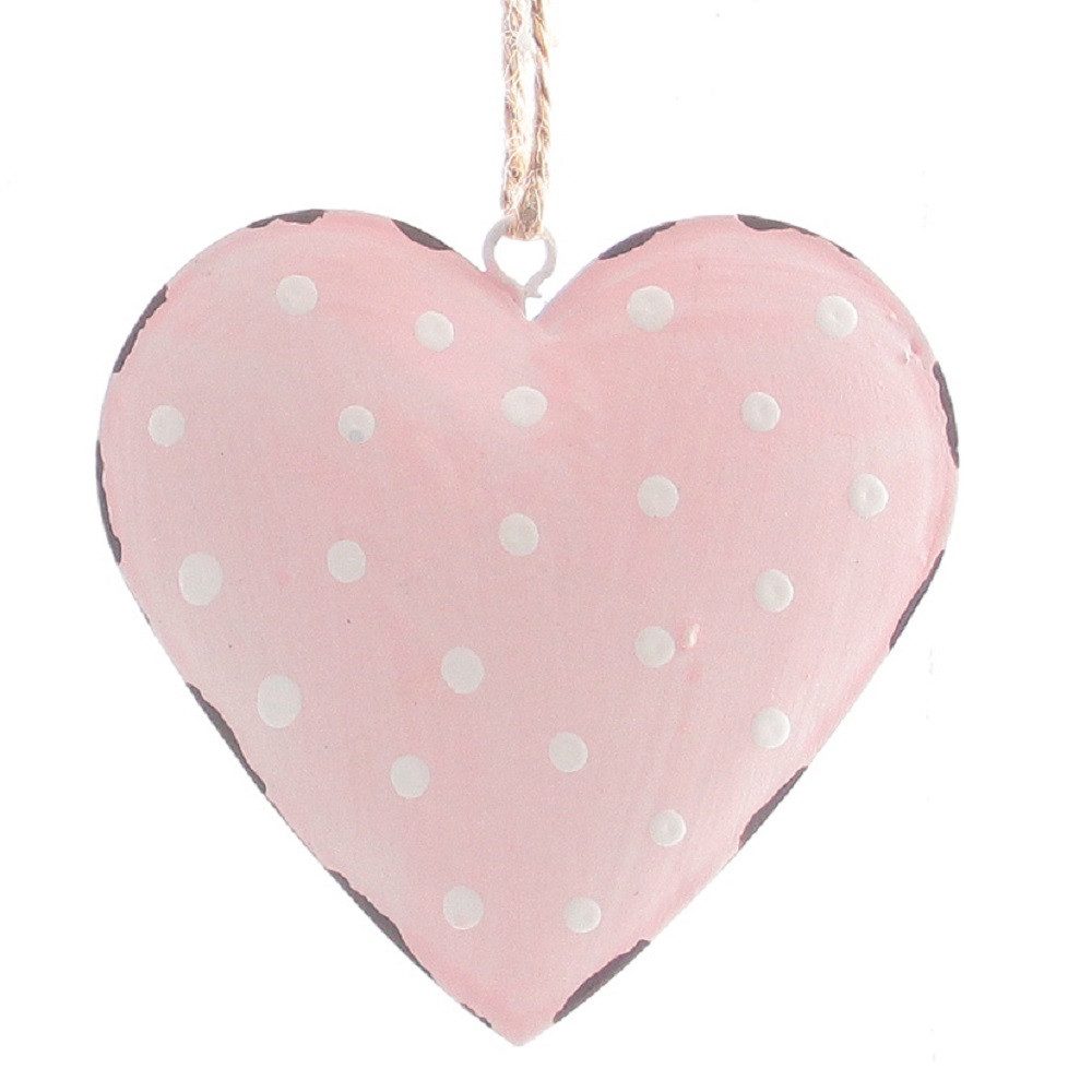 Dragimex Hängedekoration Metall-Hänger Herz, mit weißen Punkten ca. 7cm ROSA