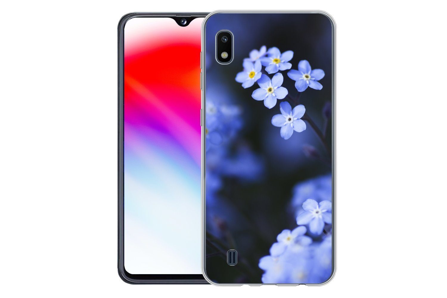 MuchoWow Handyhülle für Samsung Galaxy A10 Nahaufnahme eines Vergissmeinnicht, Smartphone-Bumper, Print, Handy Schutzhülle Dünn