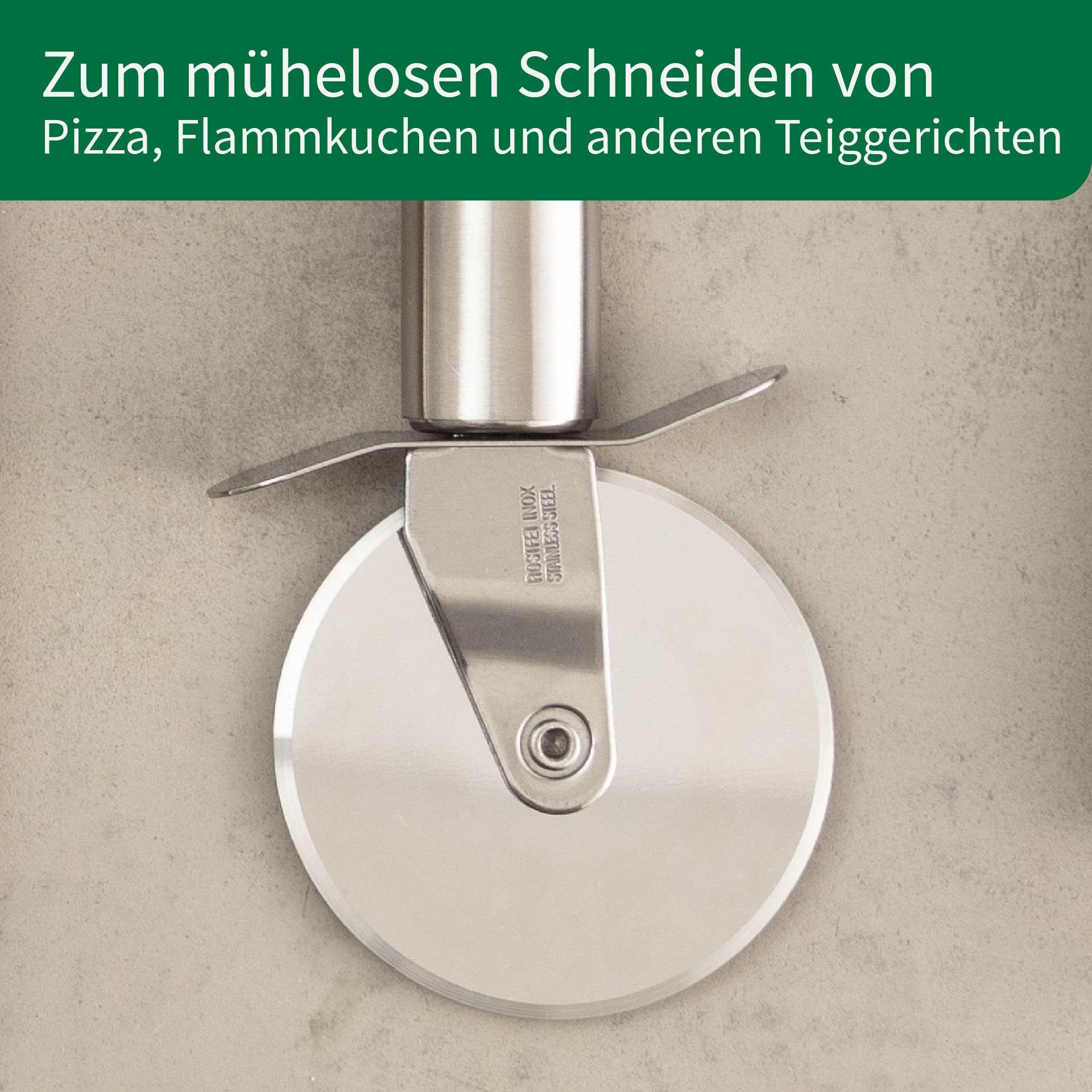Chefkoch trifft Fackelmann Pizzamesser Pizzamesser aus Edelstahl – 195x80mm – Perfekt für Pizza & mehr