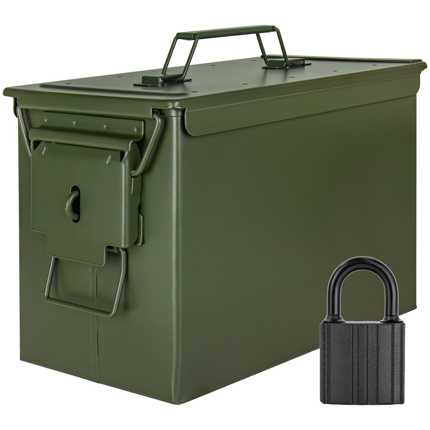 Aufbewahrungsbox Munitionsbox mit Schloss Box Metallkiste 33 x 19 x 23 cm Grün Metall