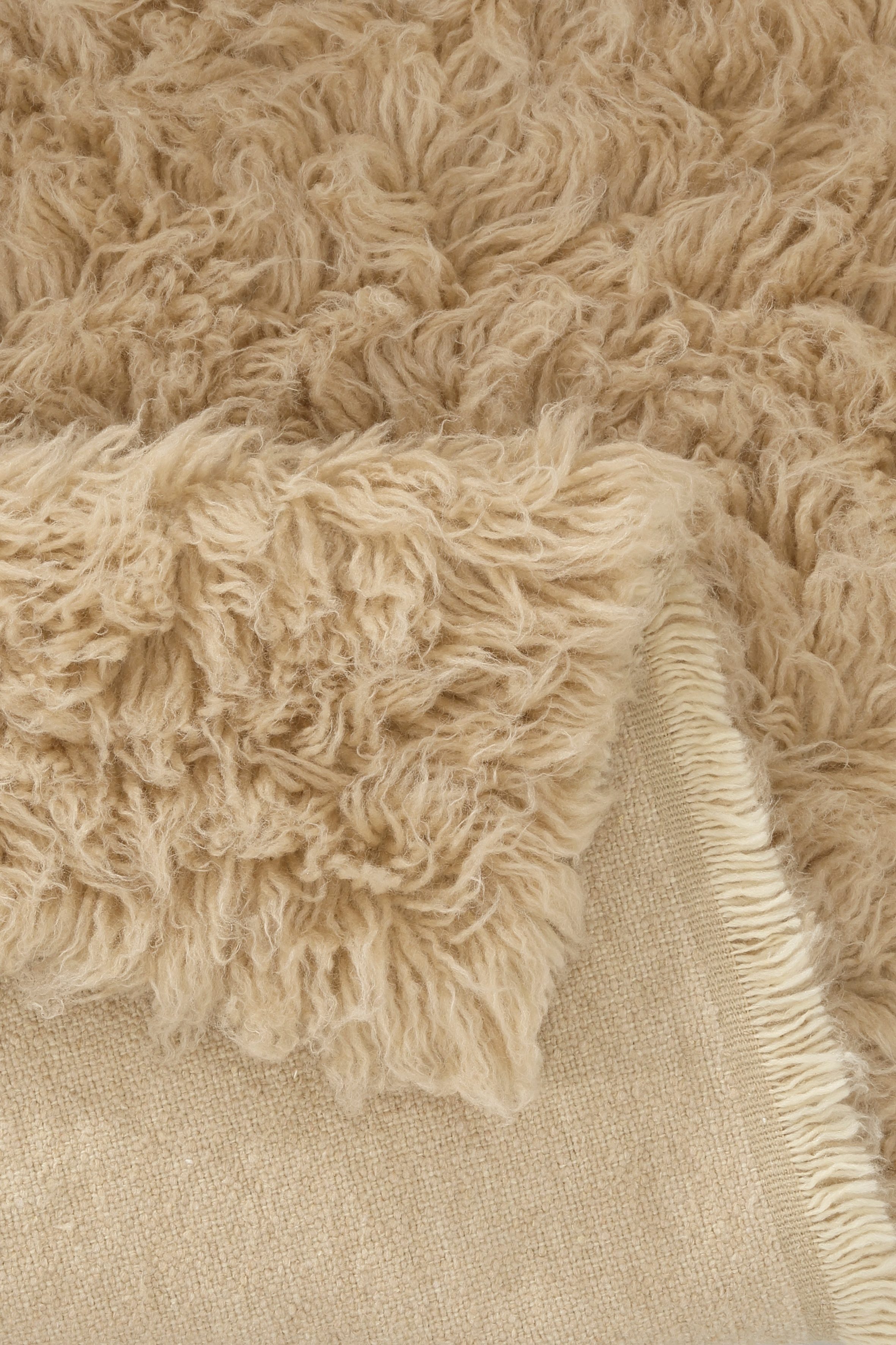 sand Wolle, Teppich, 60 mm, g, Carpet, Flokati Uni-Farben, 1500 handgewebt rechteckig, reine Handweb Höhe: Böing Wollteppich
