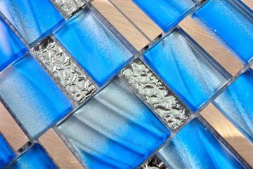 Mosani Mosaikfliesen Glasmosaik Mosaikfliesen Aluminium ocean blau