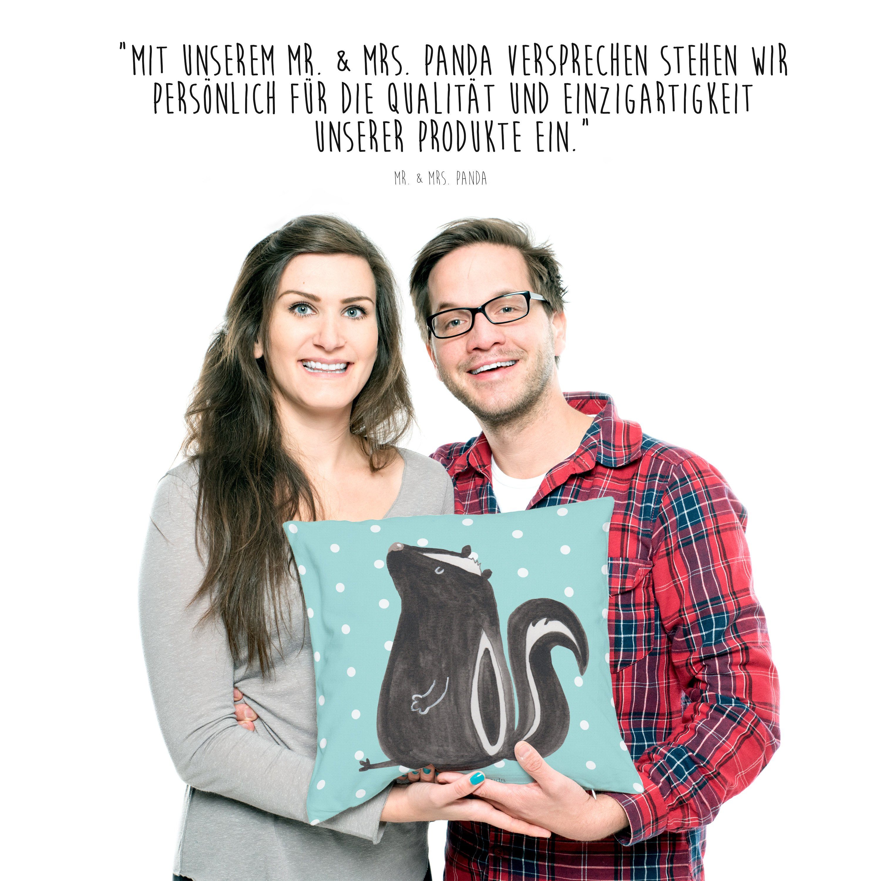 Mr. & Mrs. Sof Türkis Dekokissen, Skunk, - Pastell Geschenk, Dekokissen - sitzend Stinktier Panda