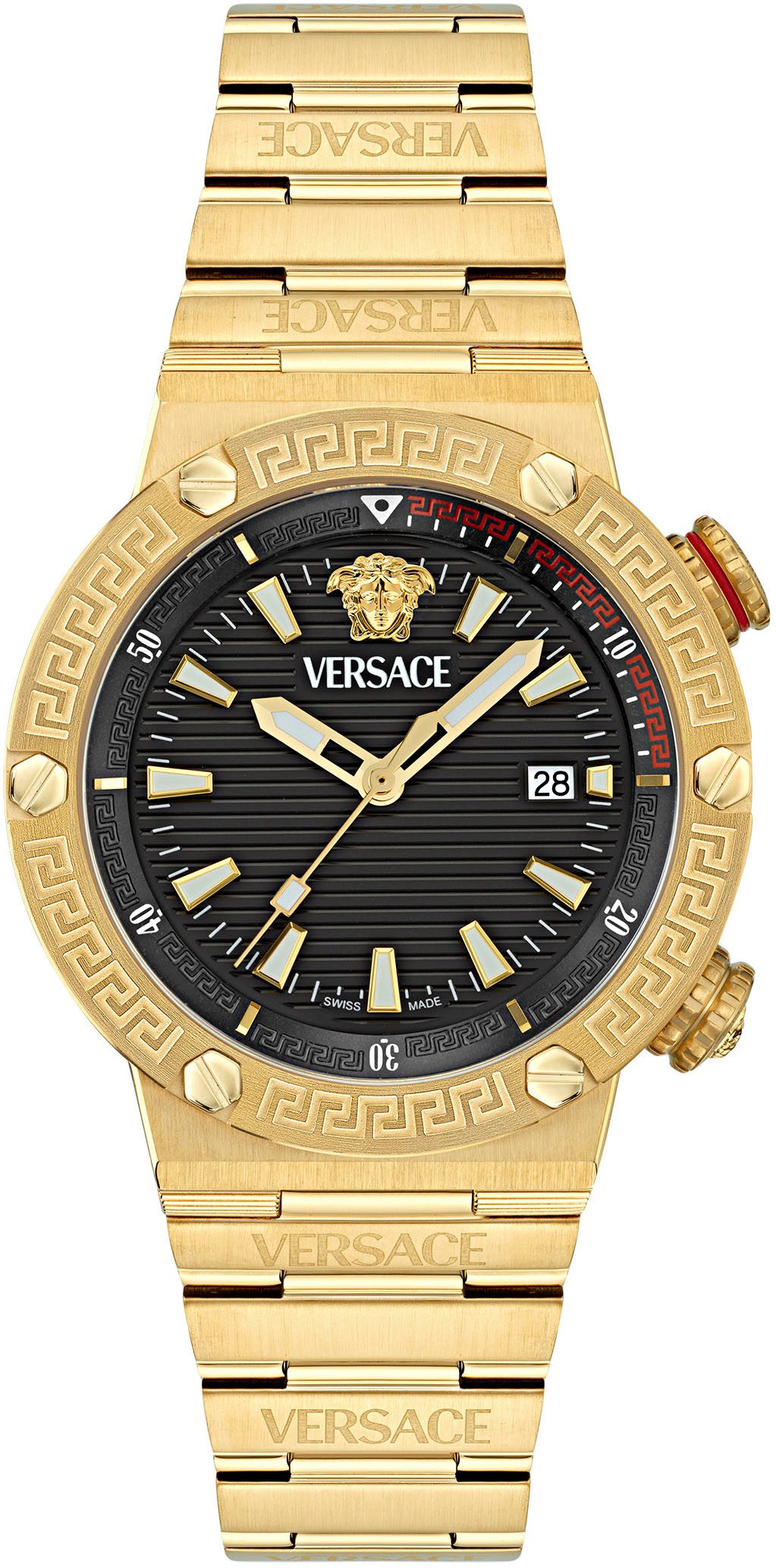 Versace Chronograph GRECA LOGO DIVER, Quarzuhr, Herrenuhr, Datum, Saphirglas, Stoppfunktion, Swiss Made