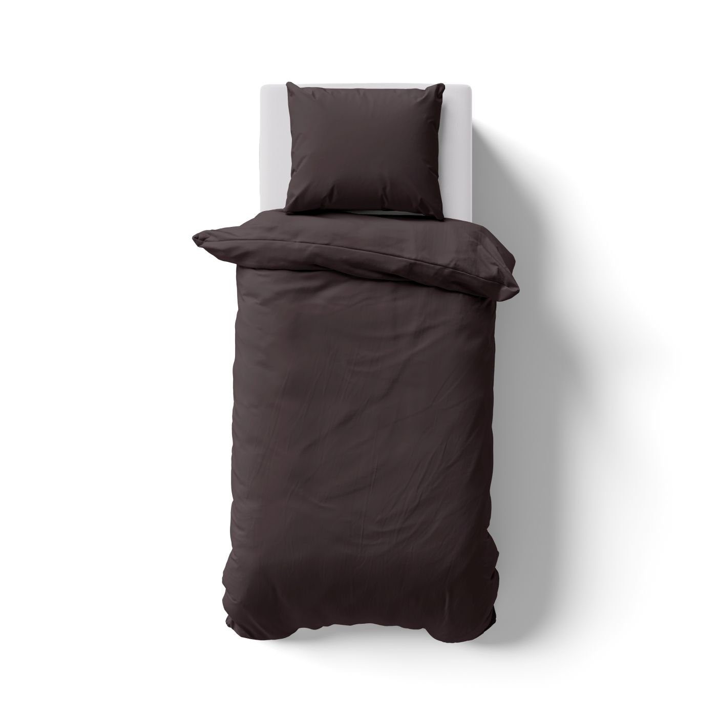 soma Bettwäsche Set Renforcé 135x200 Baumwolle uni braun, Bettbezug Kopfkissenbezug Set kuschelig weich hochwertig – Bild 5 von 5