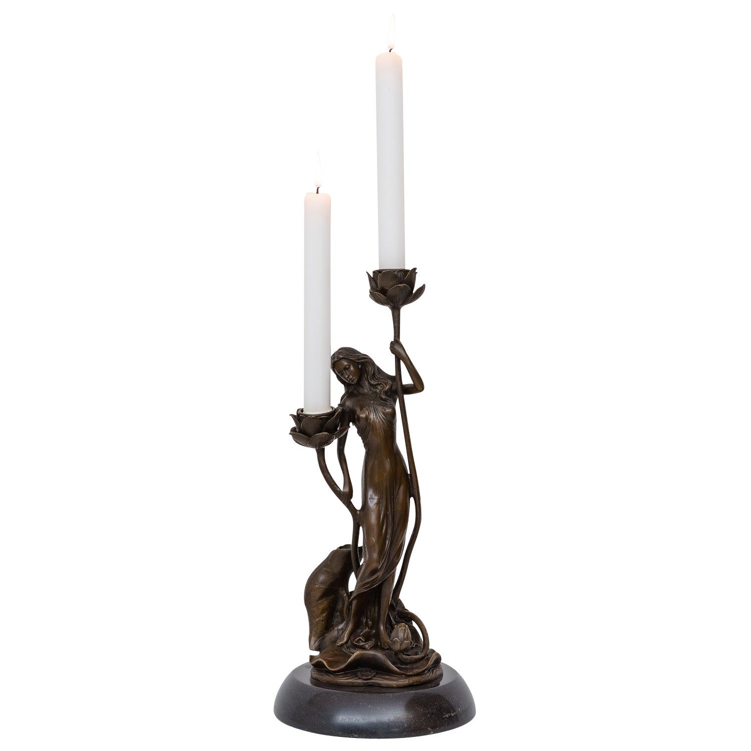 Frau im Antik-Stil Bronze Figur Kerzenständer Aubaho Stat Kerzenständer Rose Bronzeskulptur