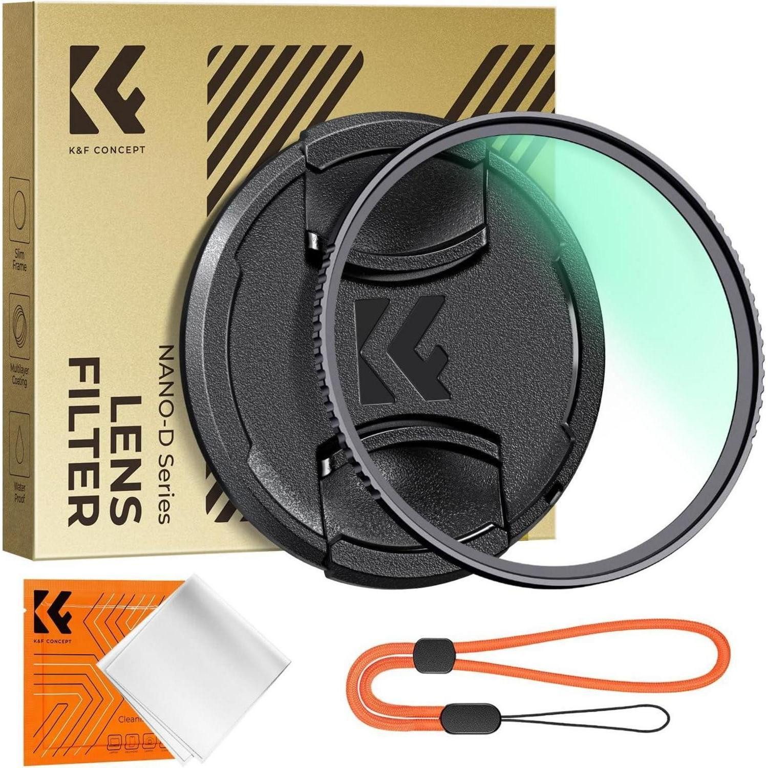 LuxusKollektion 49mm Nano D-Serie UV Filter mit Objektivdeckel & Reinigungstuch Foto-UV-Filter