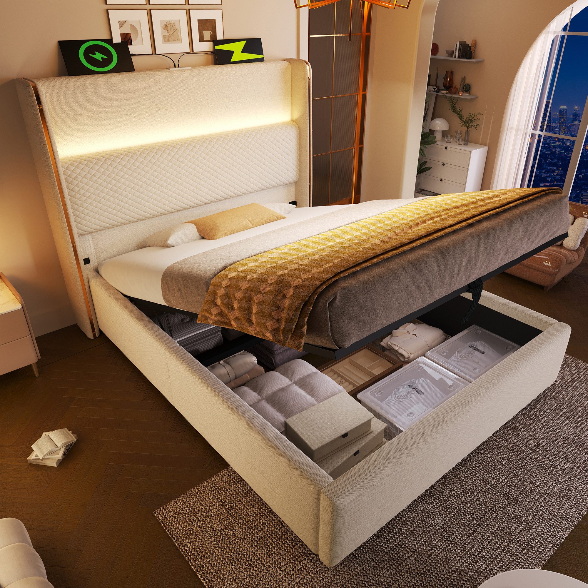 TavilaEcon Boxspringbett Modernes hydraulisches Bett mit günstig online kaufen