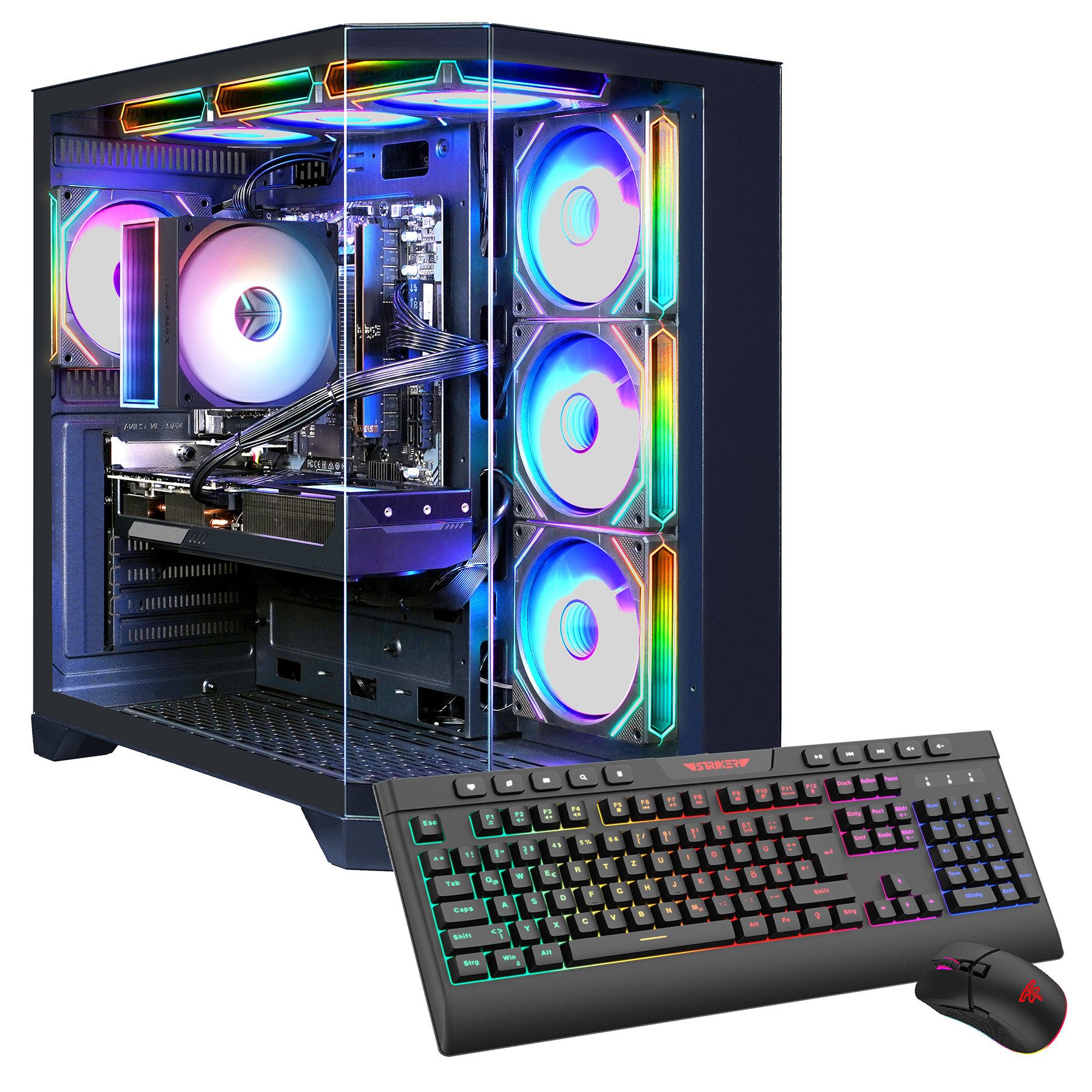 GAMEMAX HYPE-A BK 8005 AMD Ryzen 5 9600X 16GB DDR5 1TB SSD RX 9070 Gaming-PC (AMD Ryzen 5 9600X, RX 9070, 16 GB RAM, 1000 GB SSD, Luftkühlung aktiv, Windows 11, DDR5 RAM)