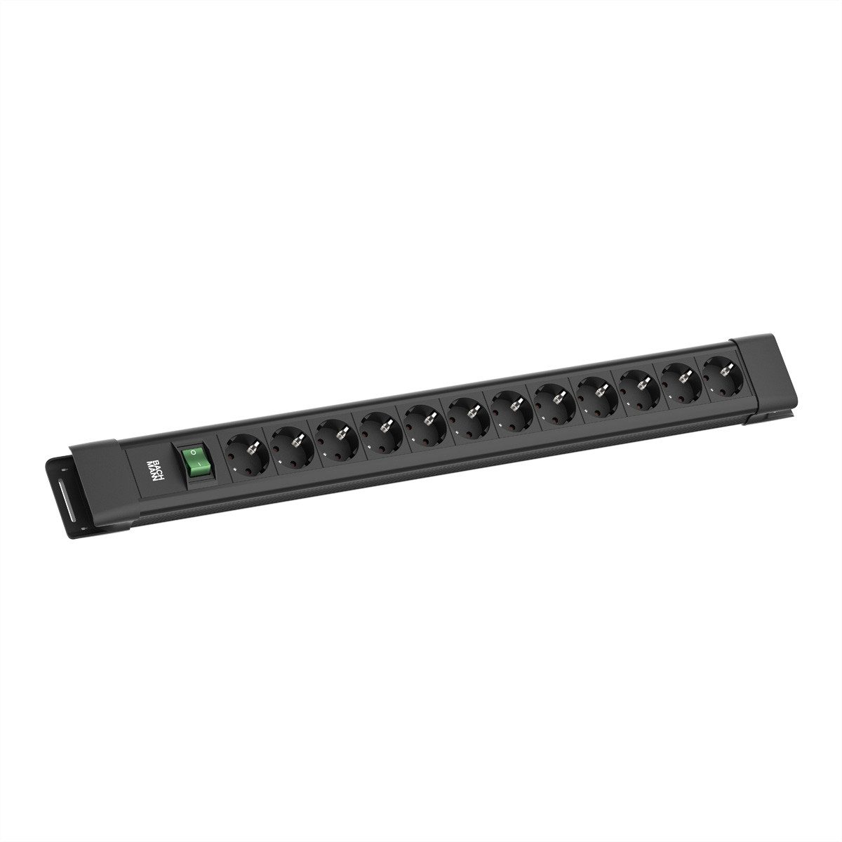 Bachmann CONNECTUS 12xCEE7/3 Steckdosenleiste (Kabellänge 2 m), 1xSchalter 2,0m CEE7/7 Schwarz, BM005908