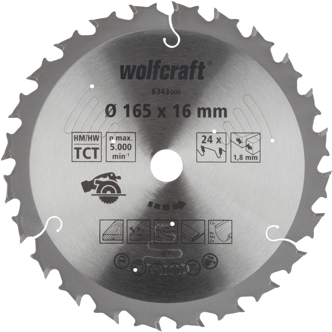 Wolfcraft Kreissägeblatt Wolfcraft Kreissägeblatt Ø 165 mm Bohrung Ø 16 mm