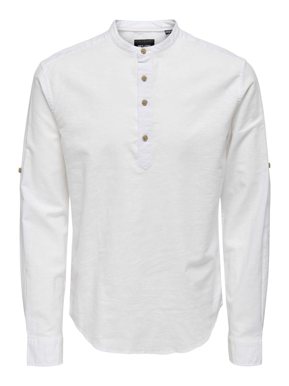 ONLY & SONS White mit 22009883 Langarmshirt Stretch (1-tlg) ONSCAIDEN