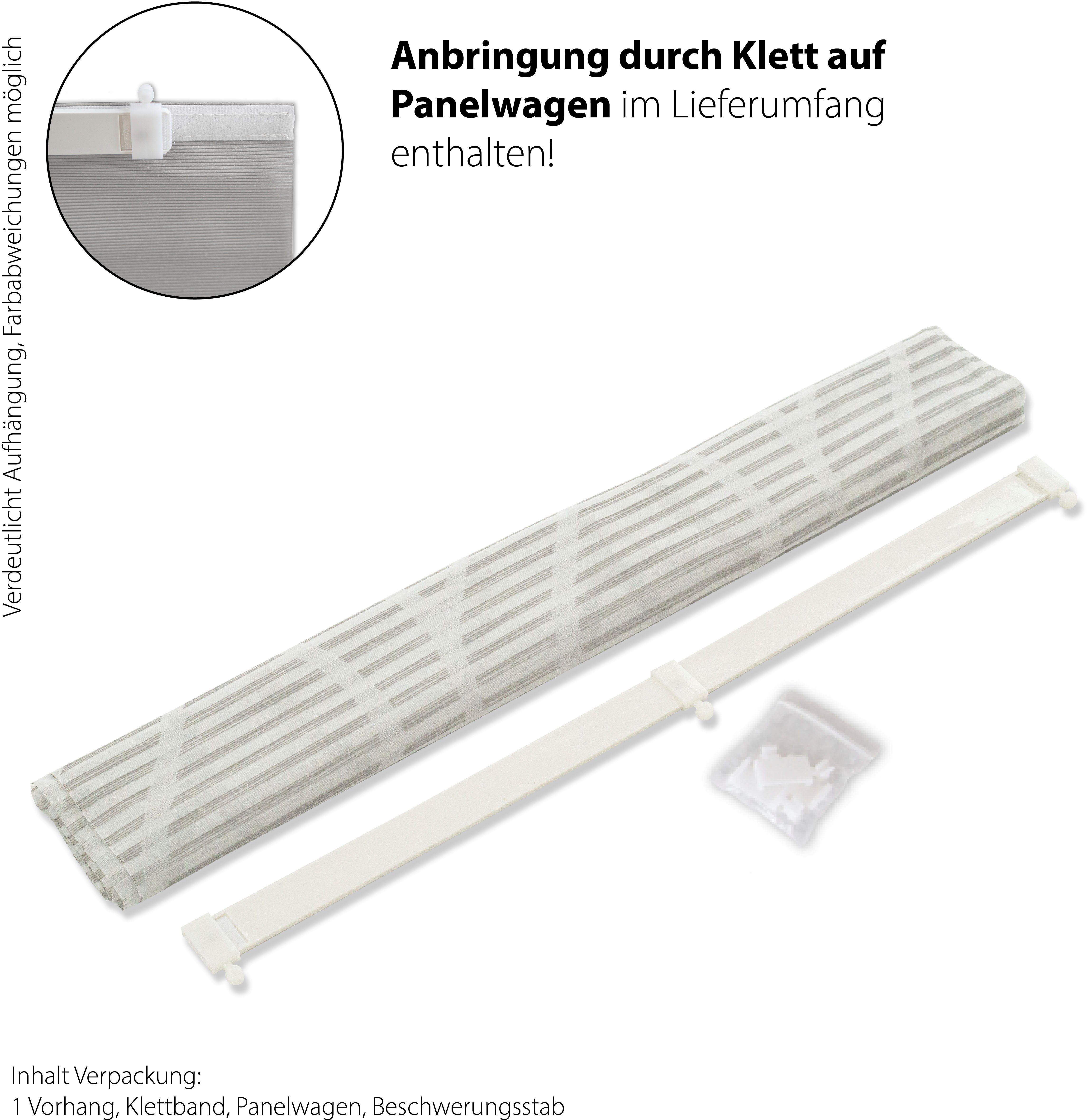 Schiebegardine Genaro, HOMING, Hakenaufhängung (1 modern, halbtransparent, Ausbrenner, Wellen, Wohnzimmer, St), Schlafzimmer Streifen