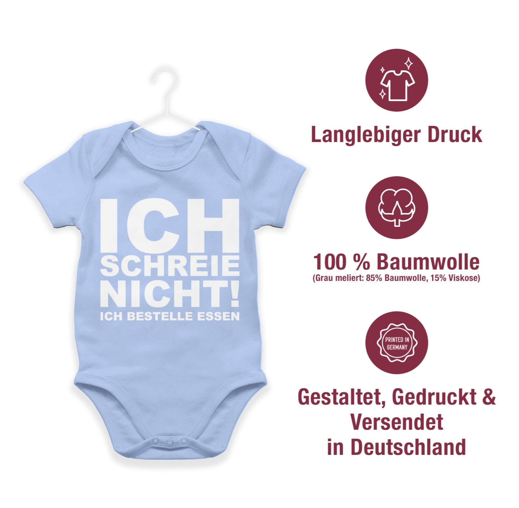 2 Shirtracer Shirtbody bestelle schreie Ich Sprüche Baby Essen! nicht, ich Babyblau