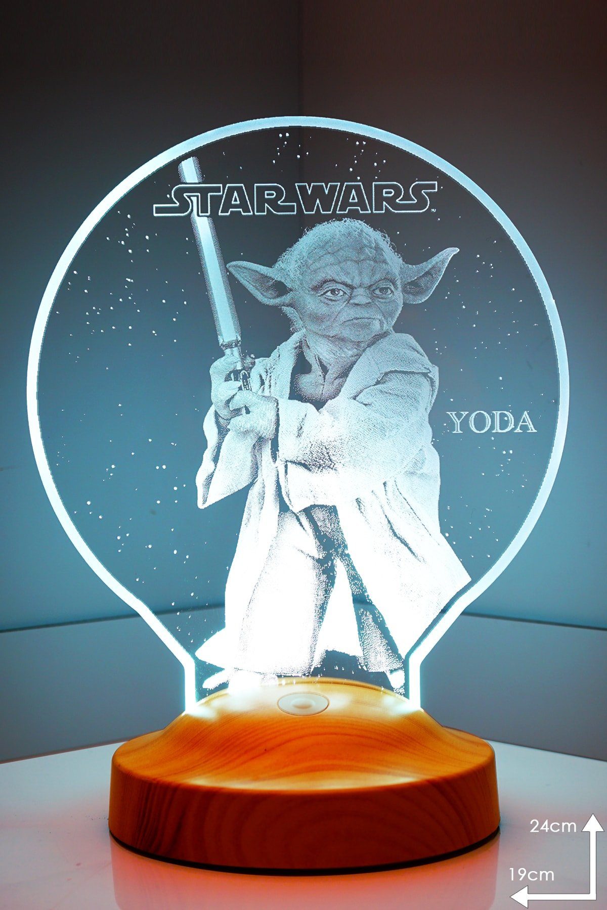 Geschenkelampe LED Nachttischlampe Star Wars Meister Yoda 3D