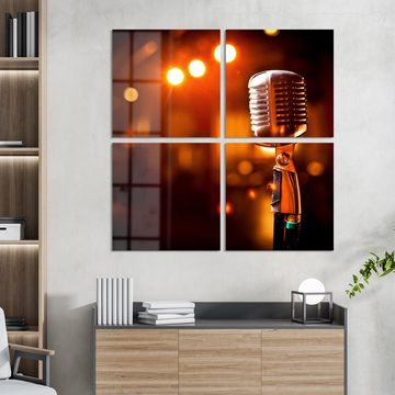 DEQORI Glasbild 'Mikrofon im Retro-Stil', 'Mikrofon im Retro-Stil', Glas Wandbild Bild schwebend modern