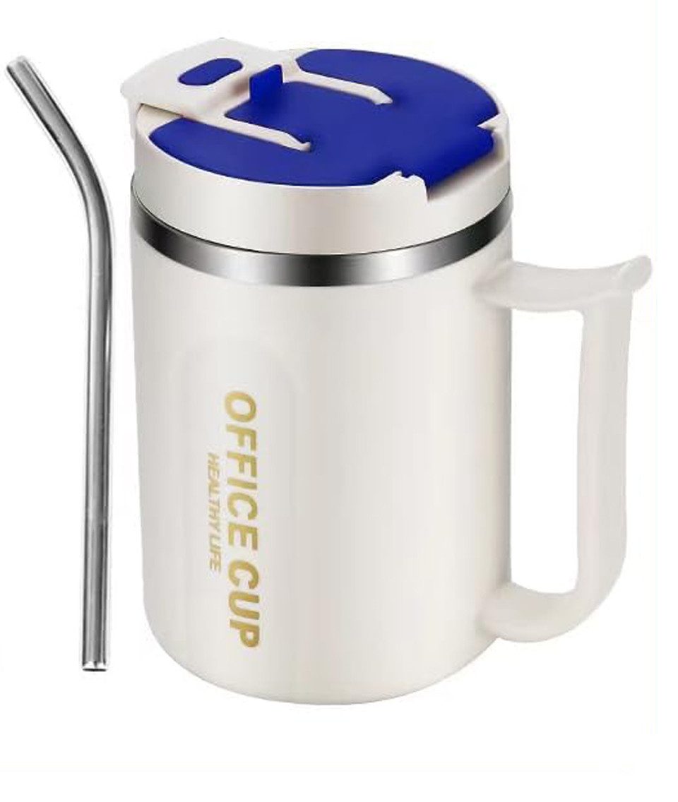 Coonoor Термокружка Чашки to Go Edelstahl, Auslaufsicherer Travel-Mug, Strohhalm Thermo Tumbler 500ml